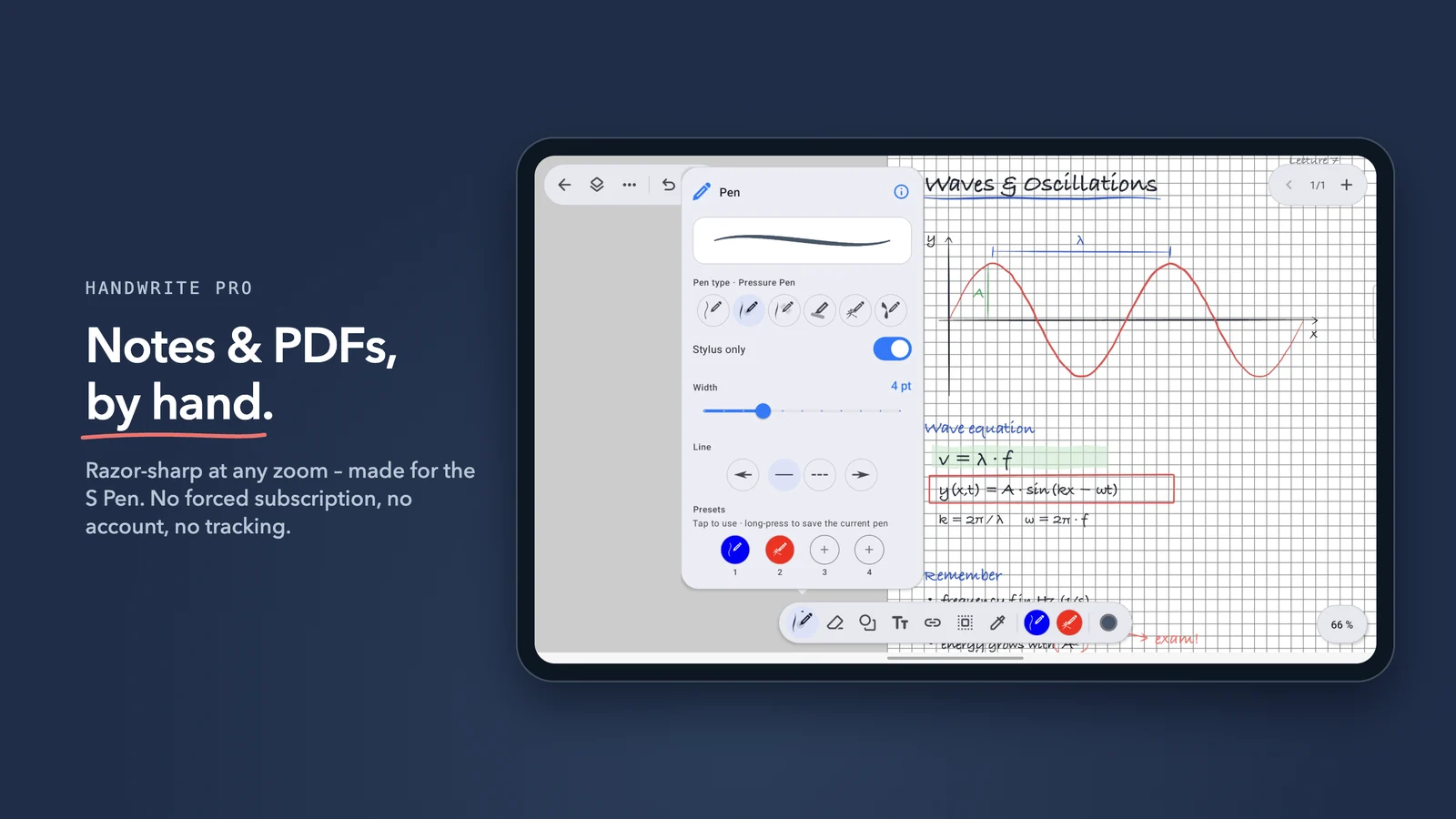 HandWrite Pro with a handwritten note